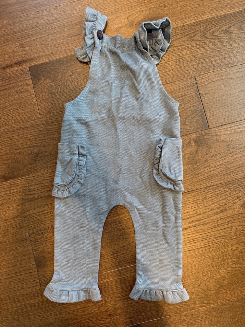 MILKBARN Denim Ruffle Overall in Blue Size 12-18 Months - C37-059